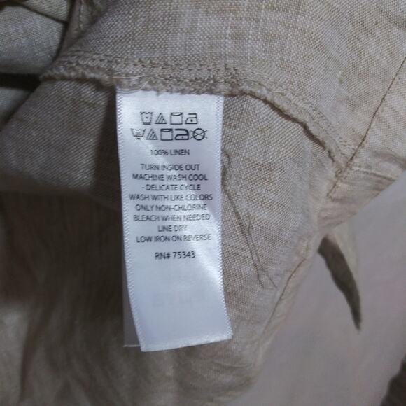 Tahari Neutral Linen Longline Open Front Jacket With Pockets Natural Size M - Picture 5 of 6
